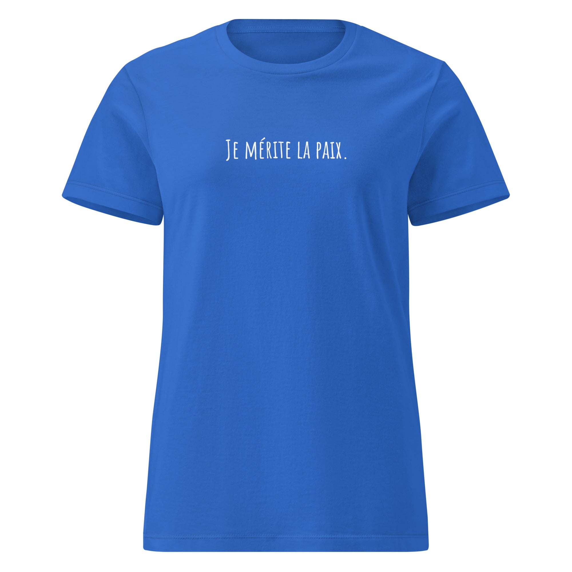 T-shirt femme “Je mérite la paix” bleu – Ma Petite Victoire